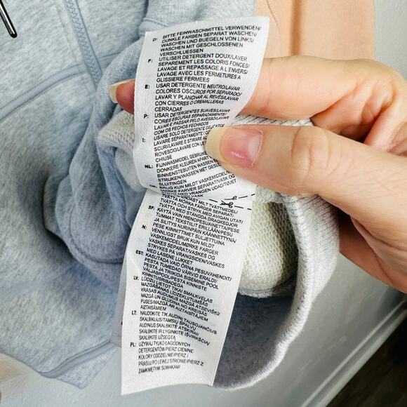 NWOT Stella McCartney x Adidas Heather Gray Peach Hoodie Zip Sweater L - Picture 8 of 16